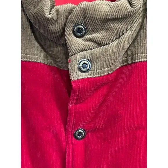 Castaway Nantucket Vest Mens XL Puffer Reversible Nylon Corduroy Red Outdoor